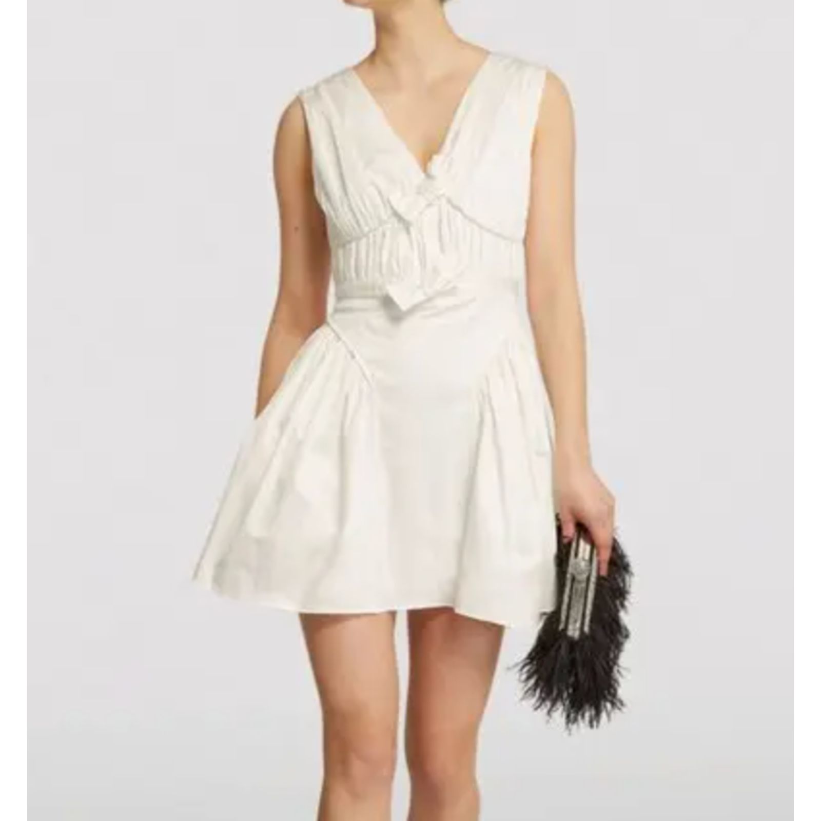 Self-Portrait Bow Detail Cotton Cocktail Dress White Sz 4